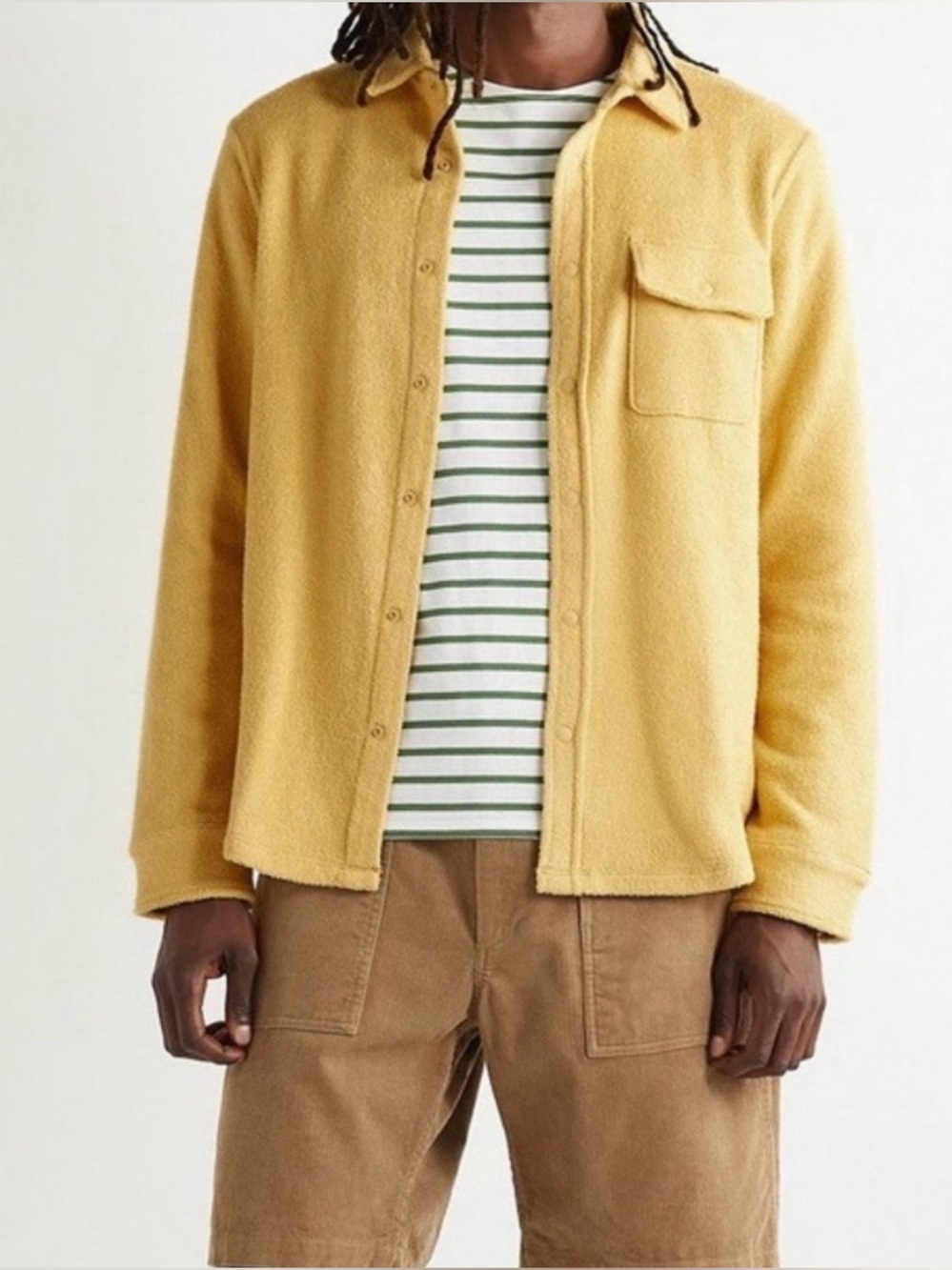 NWOT Outerknown Hightide Organic Cotton-Blend Terry Shacket in Yellow size L